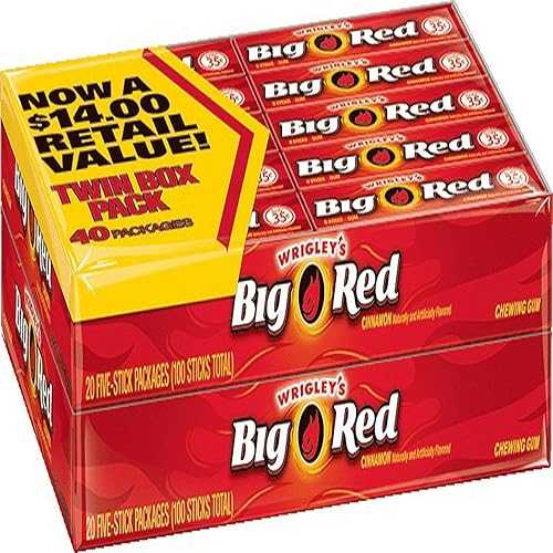 5?? (40?), ???, ??? ? ?? ???, ???, 40?, ?? 5? ?? Wrigley's Wrigleys Big Red chewing gum, Cinnamon,40 pack, 5 sticks per pack