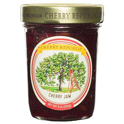 Cherry Republic Cherry Jam, 9 oz - Made with Real Chunks of Michigan Cherries, Balanced Sweet Tart Flavor, Made with Simple Ingredients, Gourmet Fruit Spread for Breakfast, Baking, & Michigan Gifts