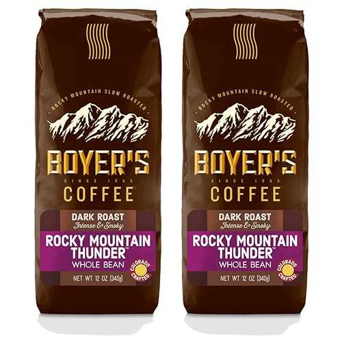 Rocky Mountain Thunder、ダーク ロースト、全粒コーヒー、2 パック (1.5 ポンド) Boyer\'s Coffee Rocky Mountain Thunder, Dark Roast, Whole Bean Coffee, 2-Pack (1.5lb)