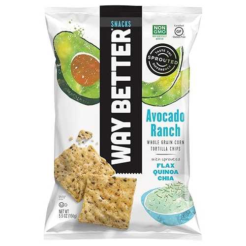Way Better Snacks 発芽グルテンフリー全粒コーントルティーヤチップス、アボカドランチ、4 個 Way Better Snacks Sprouted Gluten Free Whole Grain Corn Tortilla Chips, Avocado Ranch, 4 Count