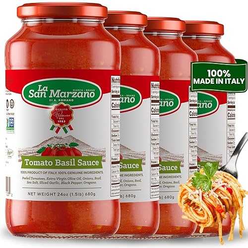 La San Marzano Tomato Basil Sauce, 24 oz, Pasta Sauce Made in Italy, All Purpose Tomato Premium Quality, All Natural, Mediterranean Diet, Non GMO, Vegan, Gluten Free