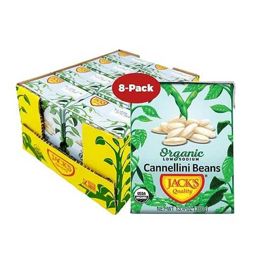 Jack's Quality Jack's Beans Jack's | Organic Cannellini White Beans 13.4 oz. | Filled with Protein & Fiber, Low Sodium & Non-GMO | (8-PACK)