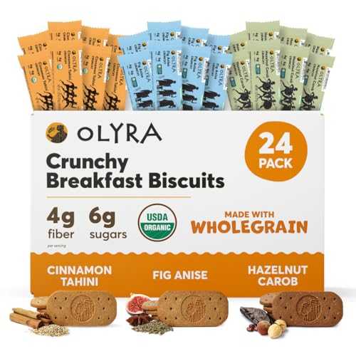 Olyra Organic Breakfast Biscuits - Variety Pack - Healthy Snacks for Adults - Office Snacks - Healthy Cookies - High Fiber Snack - Natural Energy Breakfast Biscuit 24 Packs