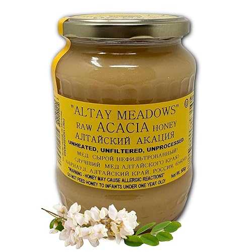 Altay Meadows Altay Raw Acacia Honey - 100% Pure, Unfiltered, Unpasteurized, Ethically Sourced - Glass Jar, 908g / 35.2oz