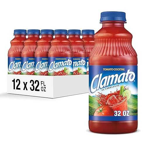 Clamato Original Tomato Cocktail, 32 fl oz bottle (Pack of 12), Flavored With Tomato Juice & Spices, Perfect Mixer for the Authentic Michelada, Bloody Mary Drinks, and Seafood Cocktail