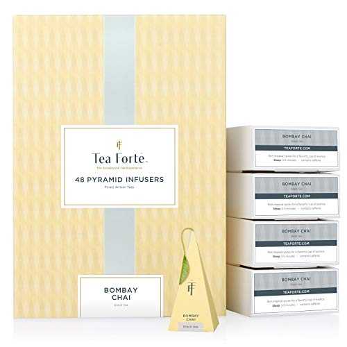 Tea Forte Bombay Chai Black Teaイベントボックスバルクパック、手作りピラミッドティーインフューザー48個 Tea Forte Bombay Chai Black Tea Event Box Bulk Pack, 48 Handcrafted Pyramid Tea Infusers
