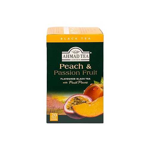 Ahmad Tea 紅茶、ピーチとパッションフルーツのティーバッグ、20 ct (6 パック) - カフェイン入り、砂糖不使用 Ahmad Tea Black Tea, Peach And Passion Fruit Teabags, 20 ct (Pack Of 6) - Caffeinated And Sugar-Free