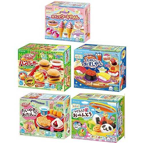 クラシエ ポッピンクッキン&ハッピーキッチンキット5個詰め合わせ 日本のDIYキャンディー5パック。 Assortment of 5 Kracie Popin Cookin & Happy Kitchen kits 5 packs of Japanese DIY Candy.