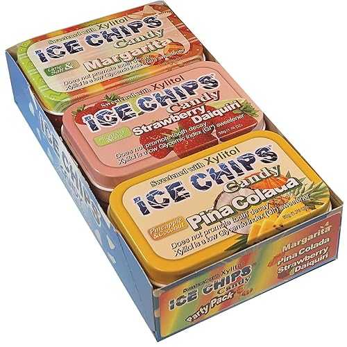 ICE CHIPS キシリトールキャンディー 6 缶 (パーティーパック); 低炭水化物、グルテンフリー - 写真のようにICE CHIPS BANDが含まれています ICE CHIPS Xylitol Candy 6 Tins (Party Pack); Low Carb, Gluten Free - includes ICE CHIPS B｜Glomarket