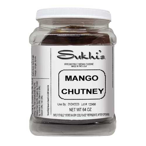 Sukhi s Mango Chutney - Gluten Free Indian Chutney - Chutney Spread for Indian Food and Snacks (4 lbs) Bulk Foodservice