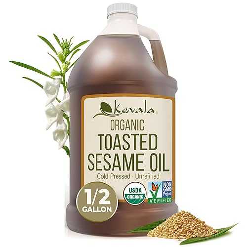 Kevala Organic Toasted Sesame Oil - Cold Pressed and Unrefined Oil for Daily Cooking and Baking, Made with Top Selection Roasted Sesame Seeds, Great for Stir-Fry Vegetables, 8 薬局衡オンス Glass Bottle