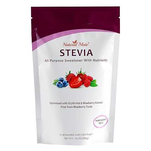 Natural Mate Stevia with Blueberry Nutrients - Packed with Superfoods - 2x Sweeter but 2x Healthier - Gluten-Free - Organic and Non-GMO / 12 OZ (Pack of 1)