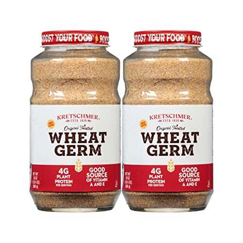 Kretschmer Original Toasted Wheat Germ Boost Your Food with, 20 Ounce Glass Jar (Pack of 4)