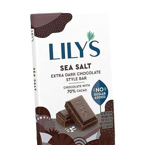 LILY\u0027S Sea Salt Extra Dark Chocolate Style No Sugar Added, Sweets Bars, 2.8 薬局衡オンス (12 Count)