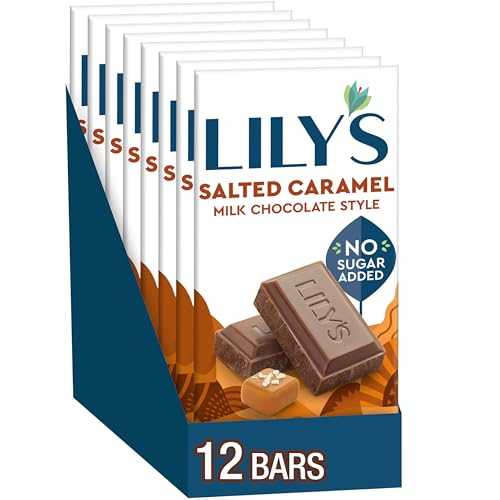 LILY\u0027S Salted Caramel Milk Chocolate Style No Sugar Added, Sweets Bars, 2.8 薬局衡オンス (12 Count)