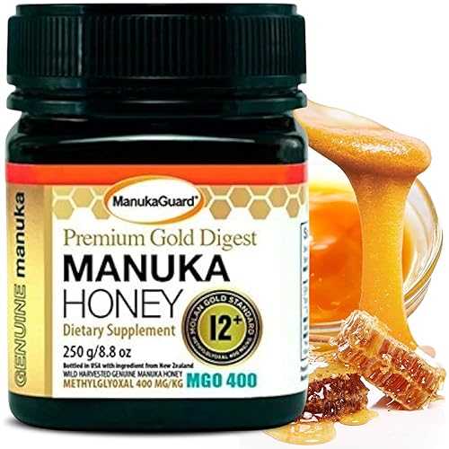 ManukaGuard Premium Gold Manuka Honey 12+ (MGO 400) Genuine New Zealand Medical-Grade Manuka Honey for Digestive Support \u0026 Wellness