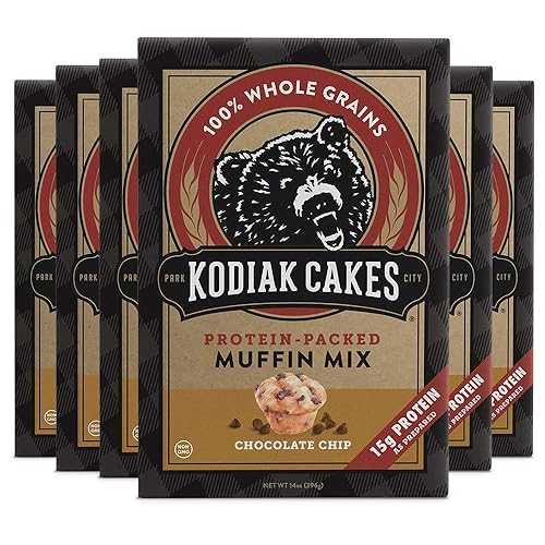 Kodiak Cakes マフィンミックス、黒茶手当て (6 個風呂敷き包み) Kodiak Cakes Muffin Mix, Chocolate Chip (Pack of 6)