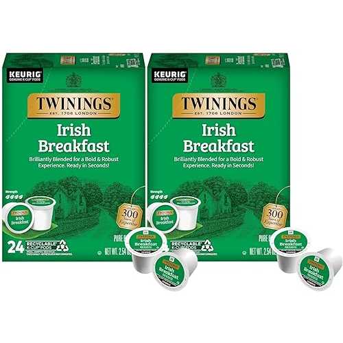 トワ回 アイリッシュ ブレックファスト 御茶 キューリグ K 優勝杯、48 個 Twinings Irish Breakfast Black Tea K-Cup Pods for Keurig, 24 Count (Pack of 2), Robust, Strong, Bold Flavour, Caffeinated, Enjoy Hot or Iced