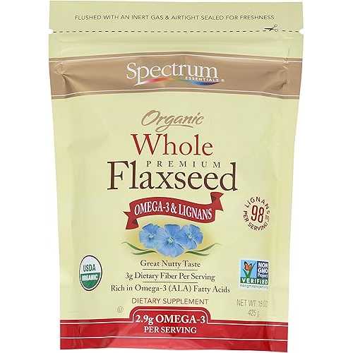 Spectrum Essentials オーガニック全亜麻仁、15 薬局衡オンス (12 個風呂敷き包み) Spectrum Essentials Organic Whole Flaxseed, 15 Ounce (Pack of 12)