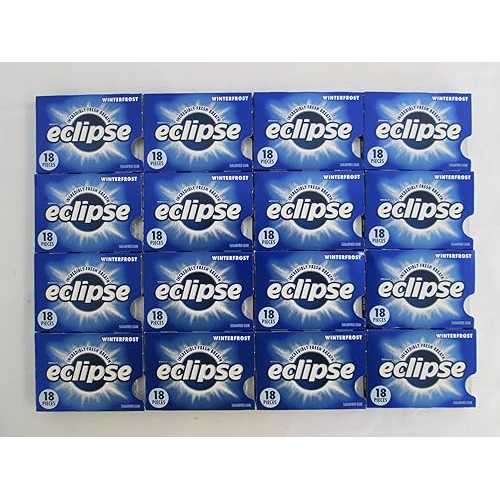 Eclipse Winterfrost、上白糖無償性チュインガム: 18 個入り口・入口 16 容器に並べる Eclipse Winterfrost, Sugar-free Gum: 16 Pack of 18 Pieces