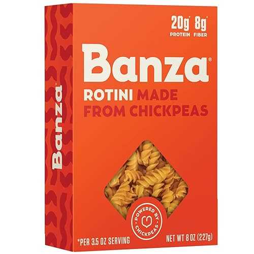 Banza Rotini Pasta from Chickpeas - Gluten Free, High Protein, and Lower Carb Protein Rotini Chickpea Pasta - 8薬局衡オンス