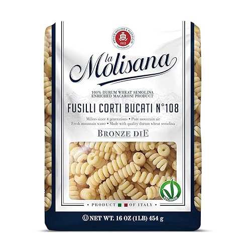 ラ モリサーナ フジッリ ブカティーニ コルティ FQ 108、1 重量ポンド (12 個風呂敷き包み) La Molisana Fusilli Bucatini Corti FQ 108, 1 Pound (Pack of 12)