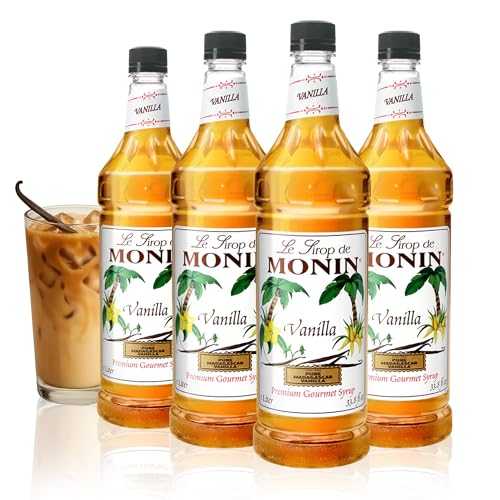 Monin - Strawberry Syrup, Mild and Sweet, Great for Cocktails and Teas, Gluten-Free, Non-GMO (1 Liter, 4-Pack)
