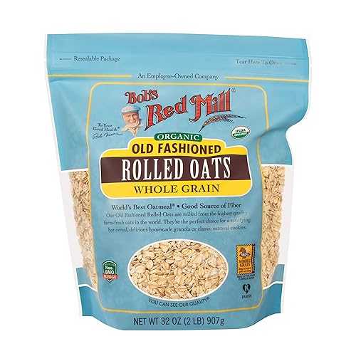 Bob\u0027s Red Mill オーガニック ロールド オーツ、32 薬局衡オンス (4 個風呂敷き包み) Bob\u0027s Red Mill Organic Rolled Oats, 32 Ounces (Pack of 4)