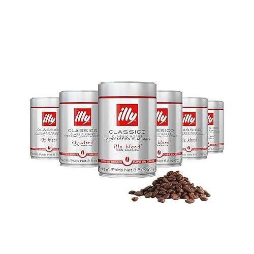 illy Whole Bean Coffee, Classico Medium Roast, 100% Arabica, Premium Italian Coffee, Ideal for Espresso, Drip, Moka and French Press Brewing, 8.8薬局衡オンス, 6 Pack
