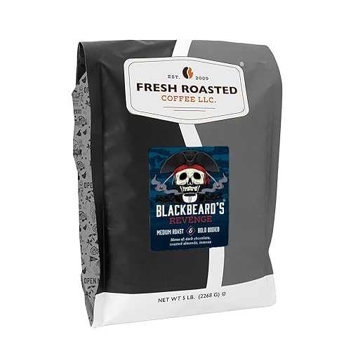 Fresh Roasted Coffee, Blackbeard\u0027s Revenge, 5 重量ポンド (80 薬局衡オンス), Medium Roast, Kosher, Whole Bean