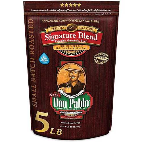 Cafe Don Pablo Don Pablo Gourmet Coffee - Signature Blend - Medium Dark Roast - Whole Bean Coffee - 100% Arabica Beans - Low Acidity and Non-GMO (80 Ounce, Original)
