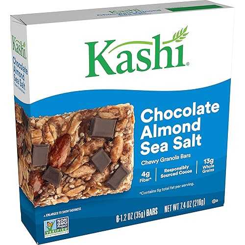 Kashi Chewy Granola Bars, Fiber Bars, Vegan Snacks, Chocolate Almond Sea Salt with Chia, 7.4薬局衡オンス Box (6 Bars)