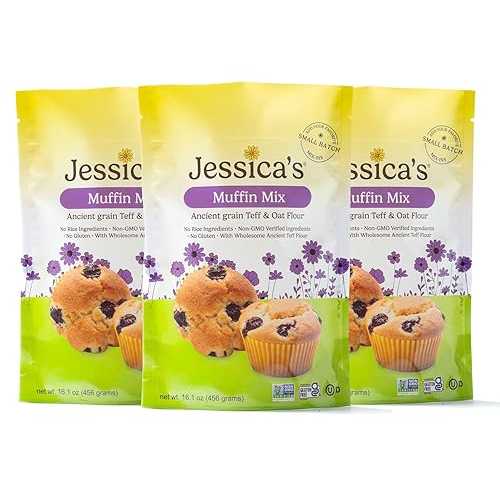 Jessica s Natural Foods - Gluten-Free Muffin Mix Made with the Ancient-Grain Teff and Wholesome Oat Flour, Non-GMO, and Gluten Free. 3 Per Pack