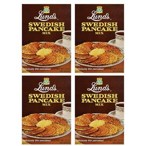 Lunds Lund s Swedish Pancake Mix, Deliciously Thin \u0026 Light Pancakes, 12 薬局衡オンス, Traditional Scandinavian Recipe - Easy Mix for Breakfast or Brunch [Pack of 4]