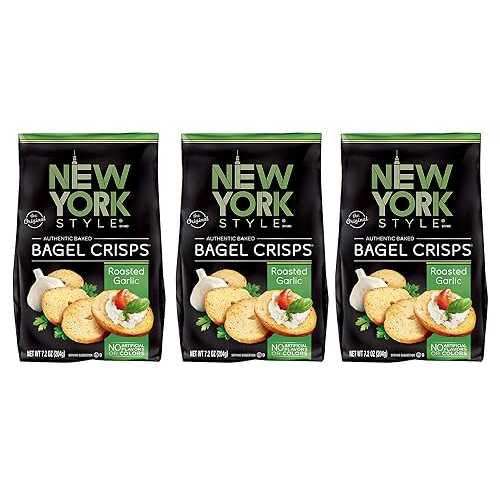 ニューヨークスタイルベーグルクリスプ、葫、7.2薬局衡オンス(3個容器に並べる) New York Style Bagel Crisps, Garlic, 7.2 Ounce (Pack of 3)