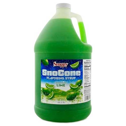Snappy Lime Sno Cone Syrup, 1 Gallon (128 ounces) Size, Ready to Use For Snow Cone Machines, Flavored Syrup for Shaved Ice, 14 Snow Cone Flavor Options
