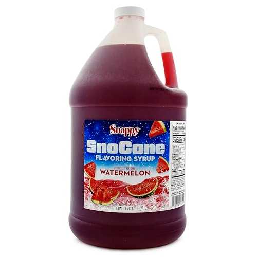 Snappy Watermelon Sno Cone Syrup, 1 Gallon (128 ounces) Size, Ready to Use For Snow Cone Machines, Flavored Syrup for Shaved Ice, 14 Snow Cone Flavor Options