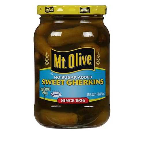 Mt. Olive Sweet Gherkins No Sugar Added 16 Oz (Pack of 2)