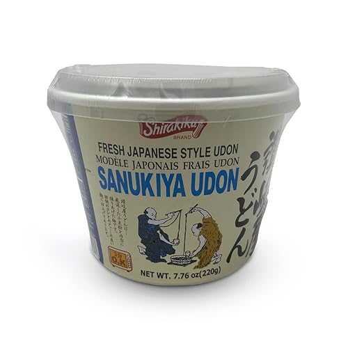 Shirakiku Sanukiya Udon Noodles Fresh Japanese Style Instant Udon Bowl, Thick \u0026 Chewy Wheat Noodles, Easy to Prepare Traditional Asian Meal, Microwaveable Noodle Bowl, 7.16 薬局衡オンス (Pack of 6)