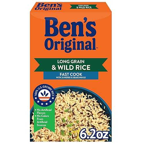 BEN\u0027S ORIGINAL Long Grain Rice and Wild Rice, Fast Cook Rice, 6.2 OZ Box (Pack of 12)