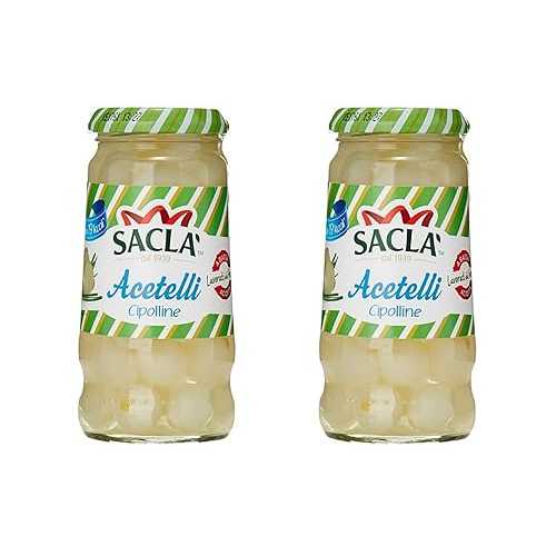 Sacla\u0027:「Acetelli」シポリーネ (小球茎) ワインビネガー入り口・入口、300gr 壜、2 個風呂敷き包み Sacla\u0027:\