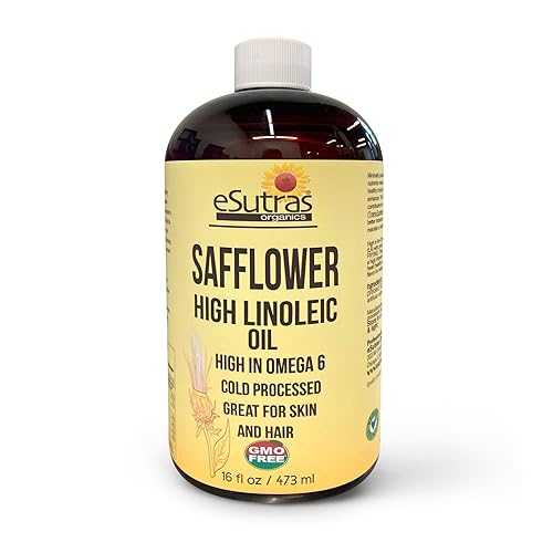 eSutras Organics Linoleic Safflower Oil - Cold Pressed, Moisturizing Non-GMO Oil For Hair, Body \u0026 Skin Care(16 薬局衡オンス)