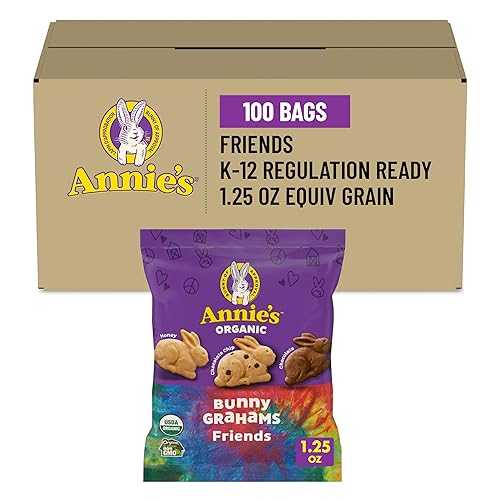 Annie\u0027s オーガニック バニー グラハム 赤ちょうちん、黒茶手当て、黒茶 \u0026 お前さん、1.25 薬局衡オンス、100 個 Annie\u0027s Homegrown Annie\u0027s Organic Bunny Grahams Snack, Chocolate Chip, Chocolate \u0026 Honey, 1.25 Oz, 100 Count
