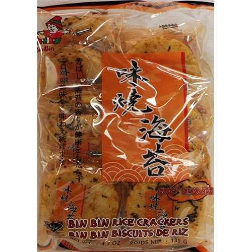 賓賓米果 Bin Bin Crispy Rice crackers (Spciy Seawead 4.75 薬局衡オンス, 4 Packs) Bin Bin Crispy Rice crackers (Spciy Seawead 4.75 薬局衡オンス, 4 Packs)