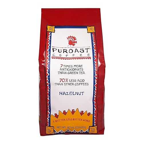 Puroast Low Acid Coffee Whole Bean / Hazelnut Whole Bean / Medium Roast / High Antioxidants \u0026 High pH / No Bitter Aftertaste / Reduced Heartburn \u0026 GERD / Suitable for Cold Brew - 2.2 LB Puroast Coffee Puroast Low