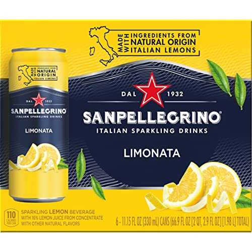 San Pellegrino Sanpellegrino Italian Sparkling Drink, Lemon, 11.15 Fluid Ounce, Cans (Pack of 6)