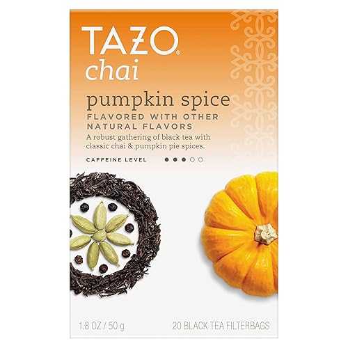 Tazo Chai 西洋カボチャ スパイス お茶御徒面子、紅茶の葉、20 コンピュータ断層撮影法、6 個容器に並べる Tazo Chai Pumpkin Spice Tea Bags, Black Tea, 20 コンピュータ断層撮影法, Pack of 6