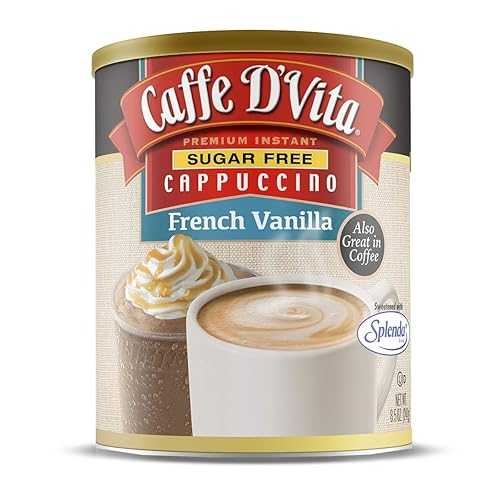 Caffe D Vita Sugar Free French Vanilla Cappuccino Mix - Instant Cappuccino Mix, Gluten Free, No Cholesterol, No Hydrogenated Oils, 99% Caffeine Free, Sugar Free Cappuccino Mix - 8.5 Oz Can, 6-Pack