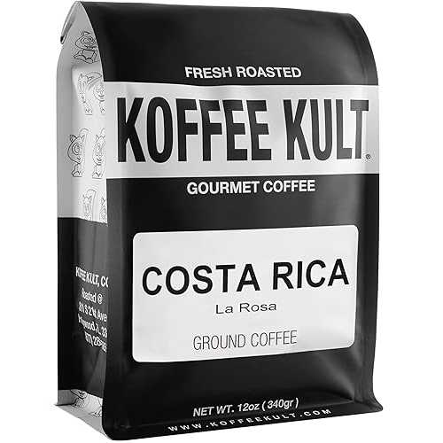 Koffee Kult Costa Rica Medium Roasted Ground Coffee Beans 100% Single Origin Arabica (Ground, 12薬局衡オンス)