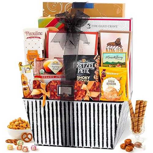 Broadway Basketeers Holiday Snack \u0026 Sweets Gift Basket Christmas Basket for Families, Men, Women, Corporate \u0026 Friends Cookies, Popcorn, Chocolate, Pretzels \u0026 Sweets Thank You Gift for your Loved Ones